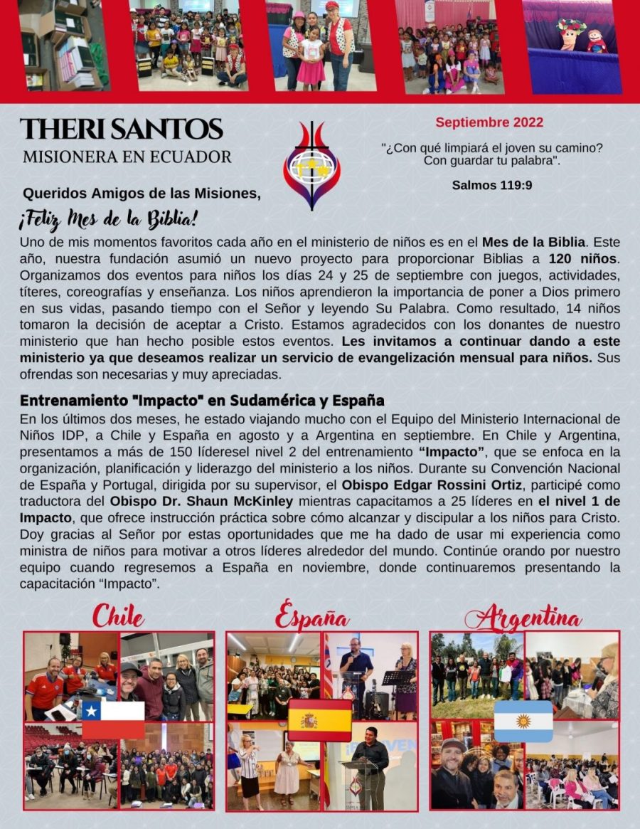 Boletin Misionero Septiembre 2022 – Theri Santos